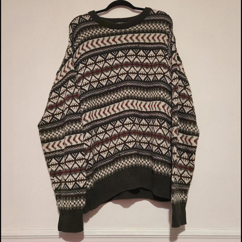 Vintage Men's Fieldmaster 100% Cotton Knit Pattern Sweater Sweat Shirt XL